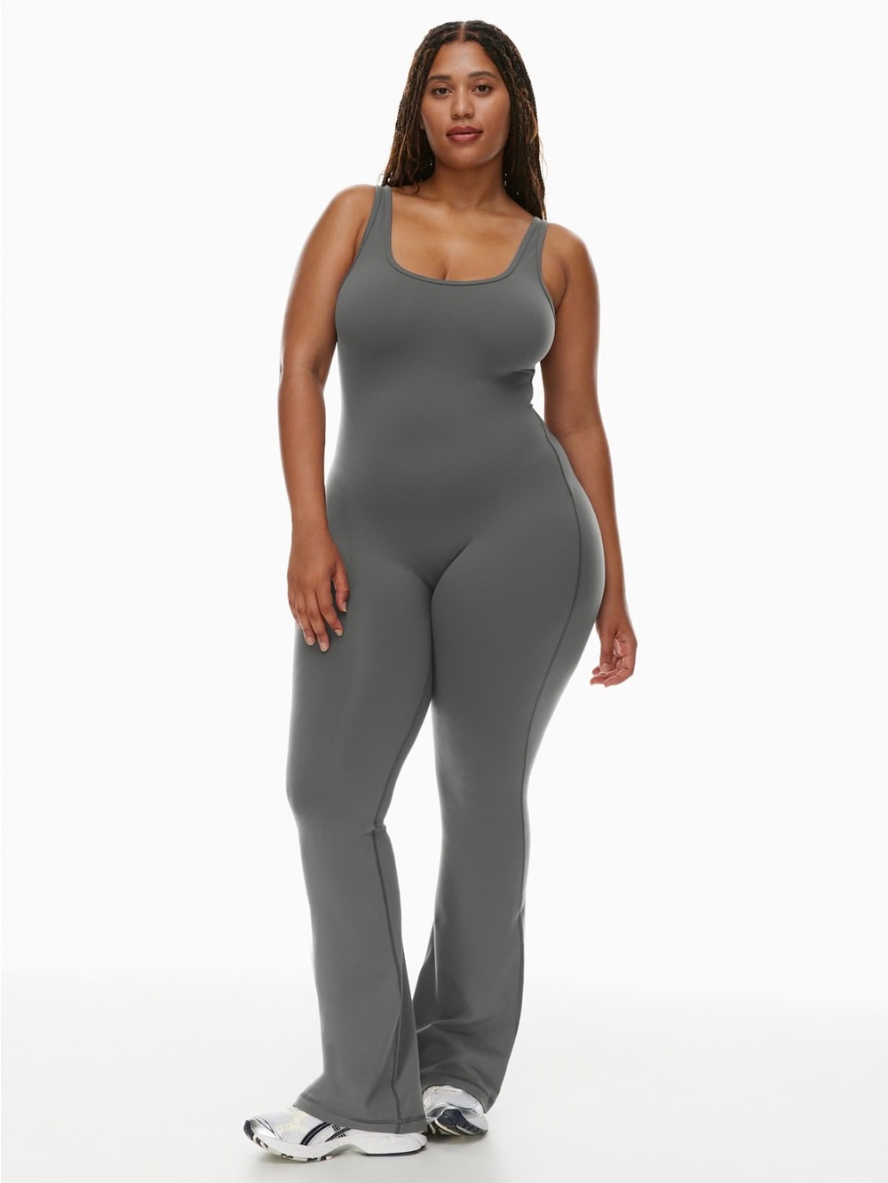 Aritzia TnAction TnaLIFE Shake-It Flare Jumpsuit Coal Grey